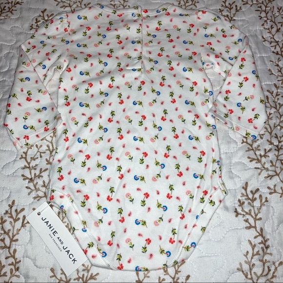 NWT Janie and Jack floral onesie size 3-6 month 100% cotton long sleeve kid baby - Picture 2 of 10